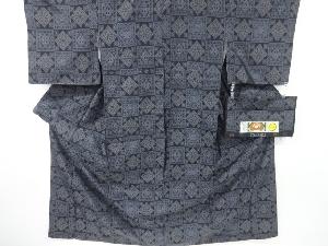 市松に幾何学模様織り出し本場泥大島紬着物